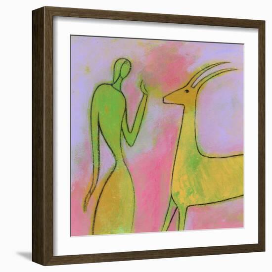 Woman and Impala-Marie Bertrand-Framed Giclee Print