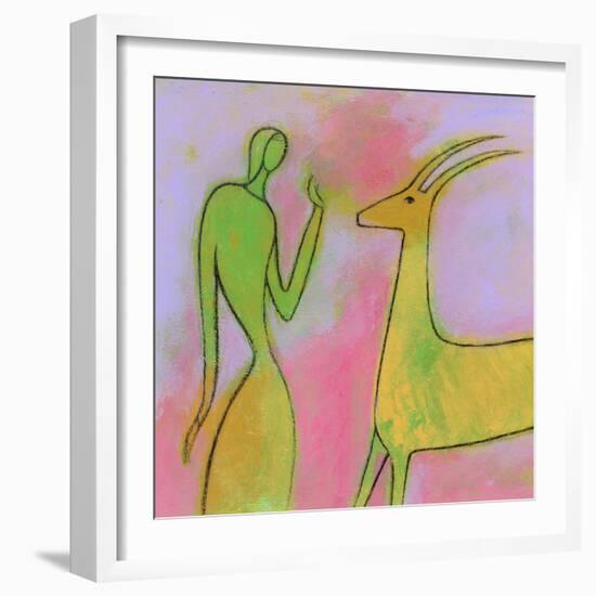 Woman and Impala-Marie Bertrand-Framed Giclee Print