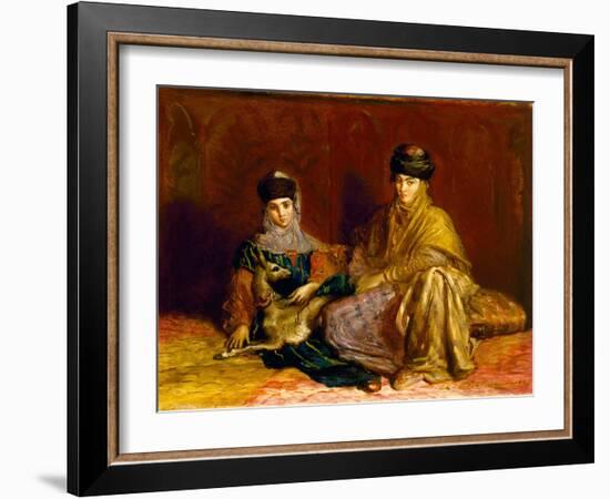 Woman and Little Girl of Constantine with a Gazelle, 1849 (Oil on Panel)-Theodore Chasseriau-Framed Giclee Print