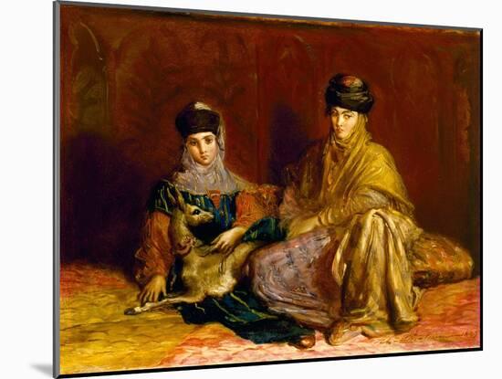 Woman and Little Girl of Constantine with a Gazelle, 1849 (Oil on Panel)-Theodore Chasseriau-Mounted Giclee Print