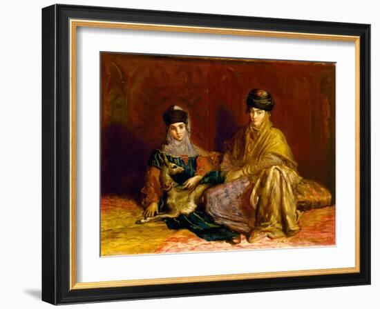 Woman and Little Girl of Constantine with a Gazelle, 1849 (Oil on Panel)-Theodore Chasseriau-Framed Giclee Print