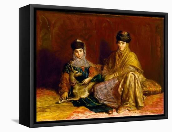 Woman and Little Girl of Constantine with a Gazelle, 1849 (Oil on Panel)-Theodore Chasseriau-Framed Premier Image Canvas
