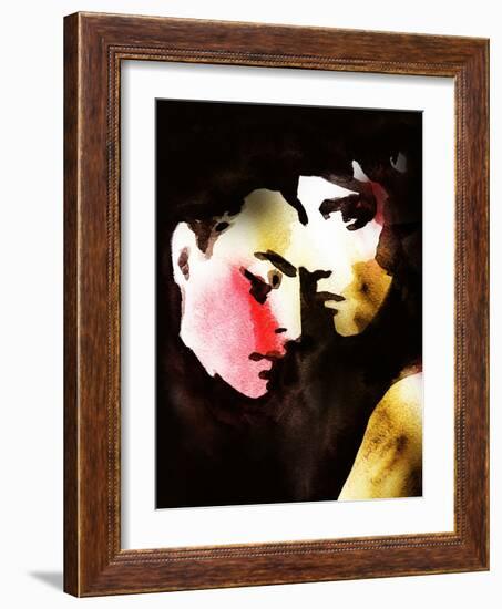 Woman and Man .Abstract Watercolor .Fashion Background-Anna Ismagilova-Framed Art Print