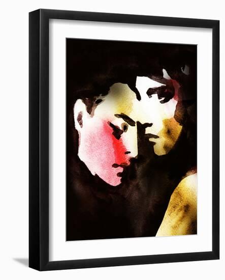 Woman and Man .Abstract Watercolor .Fashion Background-Anna Ismagilova-Framed Art Print