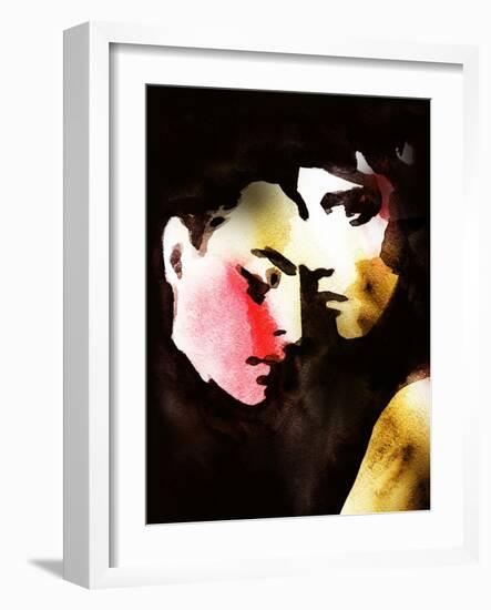 Woman and Man .Abstract Watercolor .Fashion Background-Anna Ismagilova-Framed Art Print