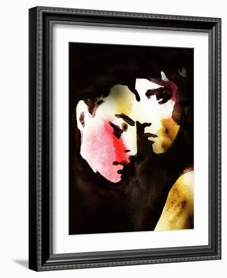 Woman and Man .Abstract Watercolor .Fashion Background-Anna Ismagilova-Framed Art Print