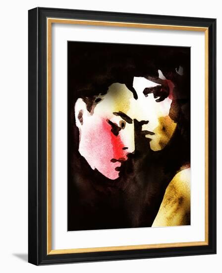 Woman and Man .Abstract Watercolor .Fashion Background-Anna Ismagilova-Framed Art Print