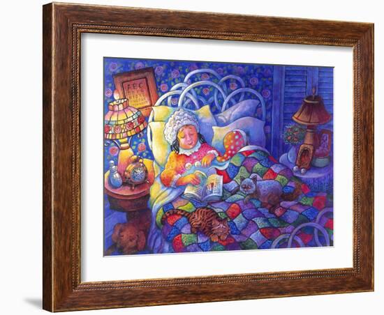 Woman and Man Asleep with Book and Cats-Bill Bell-Framed Giclee Print