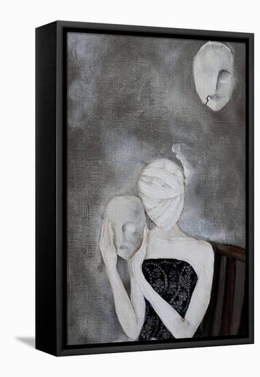 Woman and Masks, 2016, Detail-Susan Adams-Framed Premier Image Canvas