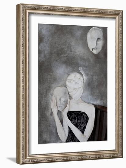 Woman and Masks, 2016, Detail-Susan Adams-Framed Giclee Print