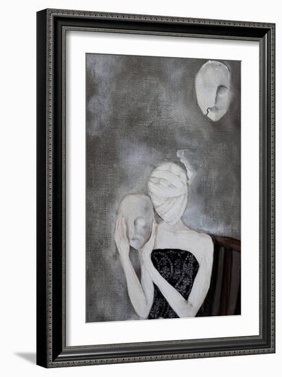 Woman and Masks, 2016, Detail-Susan Adams-Framed Giclee Print
