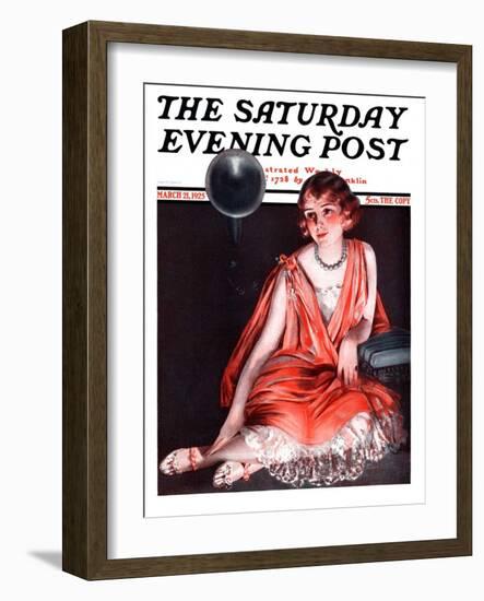 "Woman and Phonograph," Saturday Evening Post Cover, March 21, 1925-Pearl L. Hill-Framed Premium Giclee Print