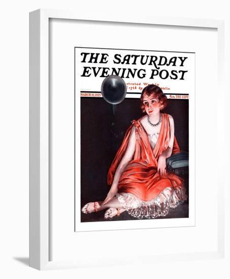 "Woman and Phonograph," Saturday Evening Post Cover, March 21, 1925-Pearl L. Hill-Framed Premium Giclee Print