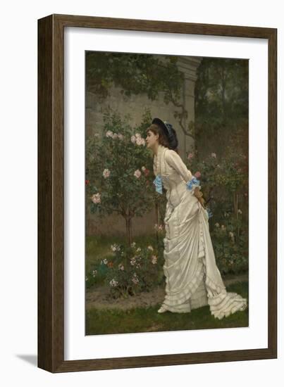 Woman and Roses, 1879 (Oil on Canvas)-Auguste Toulmouche-Framed Giclee Print