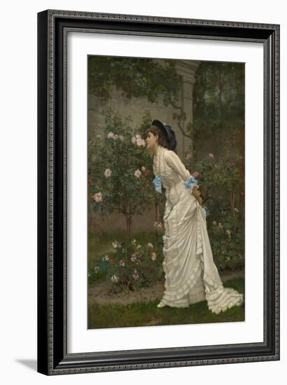 Woman and Roses, 1879 (Oil on Canvas)-Auguste Toulmouche-Framed Giclee Print