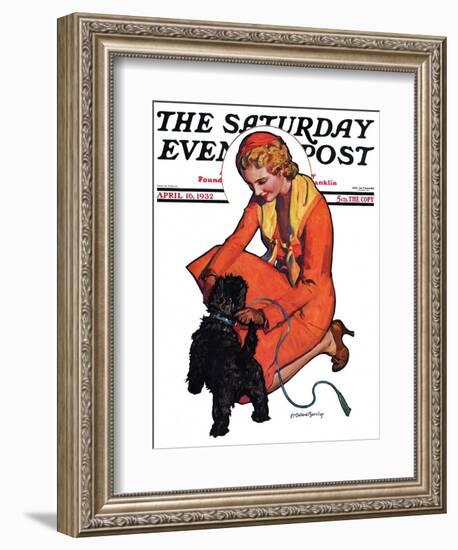 "Woman and Scottie," Saturday Evening Post Cover, April 16, 1932-McClelland Barclay-Framed Giclee Print