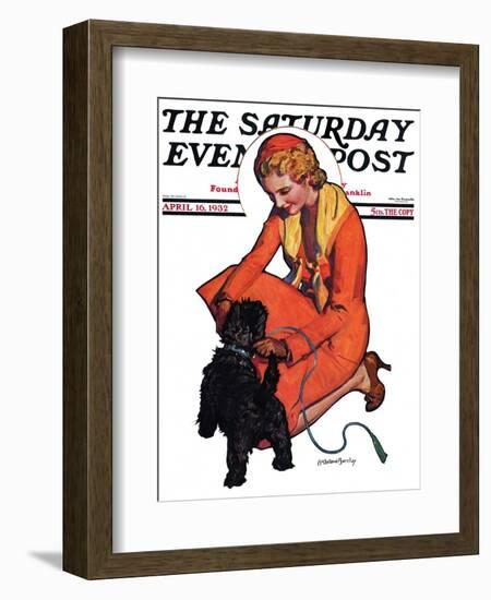 "Woman and Scottie," Saturday Evening Post Cover, April 16, 1932-McClelland Barclay-Framed Giclee Print