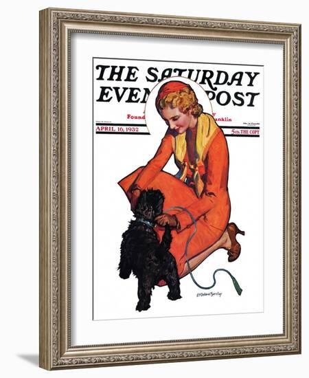 "Woman and Scottie," Saturday Evening Post Cover, April 16, 1932-McClelland Barclay-Framed Giclee Print