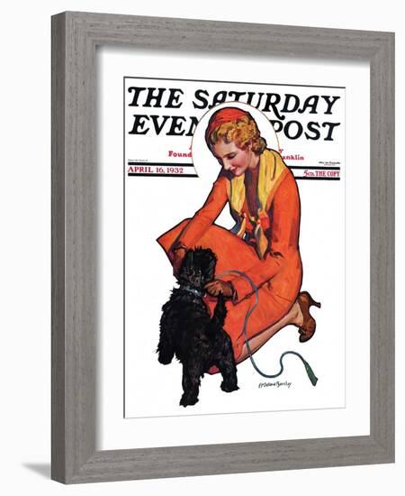 "Woman and Scottie," Saturday Evening Post Cover, April 16, 1932-McClelland Barclay-Framed Giclee Print