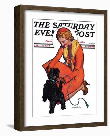 "Woman and Scottie," Saturday Evening Post Cover, April 16, 1932-McClelland Barclay-Framed Giclee Print