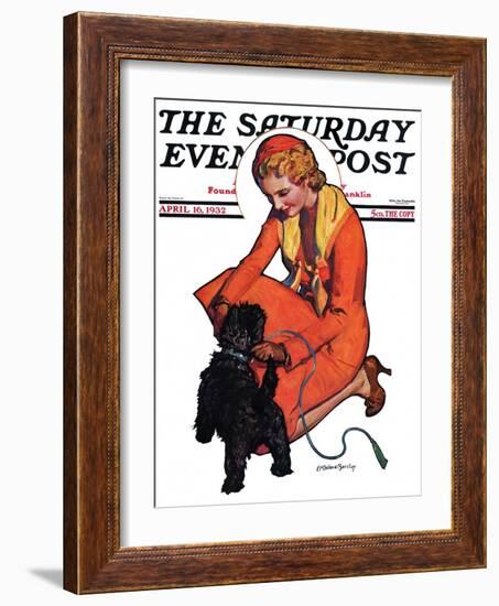 "Woman and Scottie," Saturday Evening Post Cover, April 16, 1932-McClelland Barclay-Framed Giclee Print