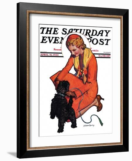 "Woman and Scottie," Saturday Evening Post Cover, April 16, 1932-McClelland Barclay-Framed Giclee Print