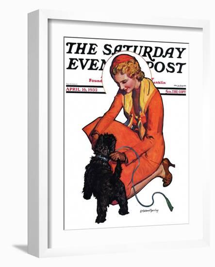 "Woman and Scottie," Saturday Evening Post Cover, April 16, 1932-McClelland Barclay-Framed Giclee Print