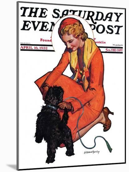 "Woman and Scottie," Saturday Evening Post Cover, April 16, 1932-McClelland Barclay-Mounted Giclee Print