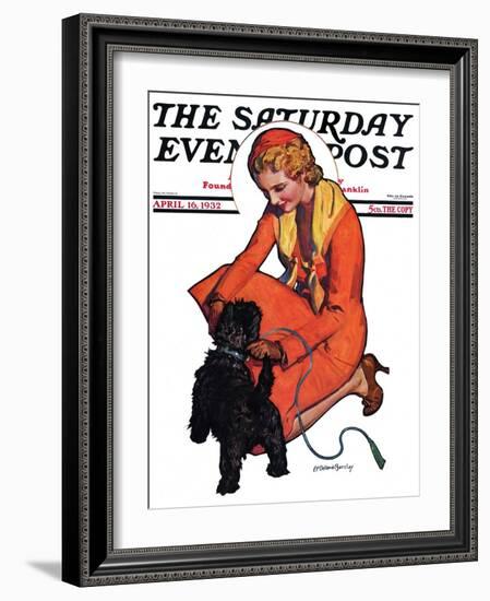 "Woman and Scottie," Saturday Evening Post Cover, April 16, 1932-McClelland Barclay-Framed Giclee Print