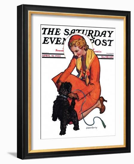 "Woman and Scottie," Saturday Evening Post Cover, April 16, 1932-McClelland Barclay-Framed Giclee Print