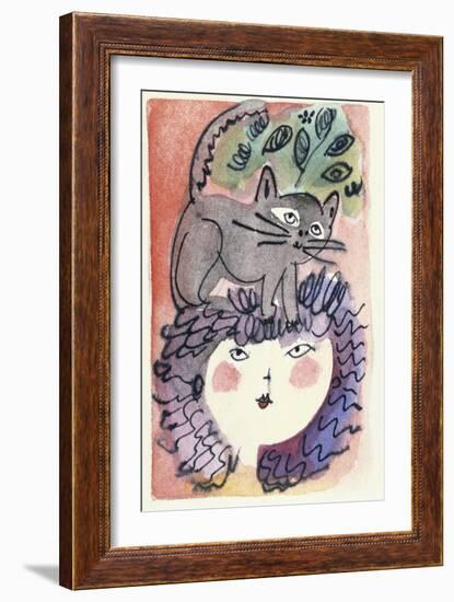 Woman and the Cat-Diana Ong-Framed Giclee Print