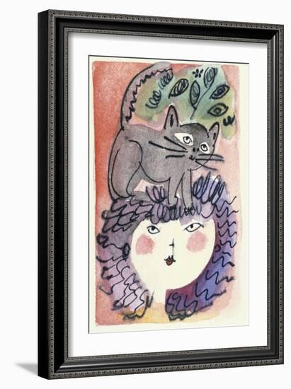 Woman and the Cat-Diana Ong-Framed Giclee Print