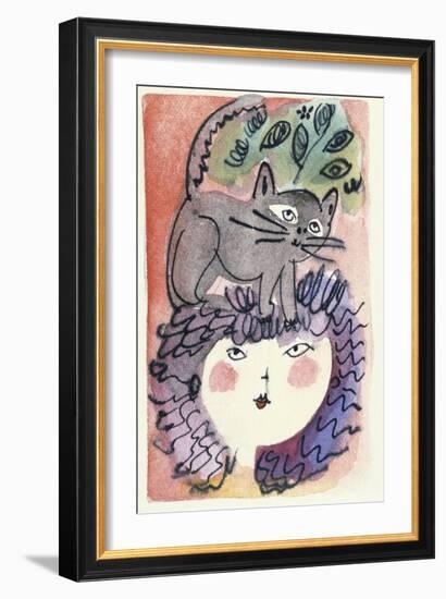 Woman and the Cat-Diana Ong-Framed Giclee Print