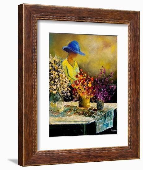 Woman and three bunches-Pol Ledent-Framed Art Print