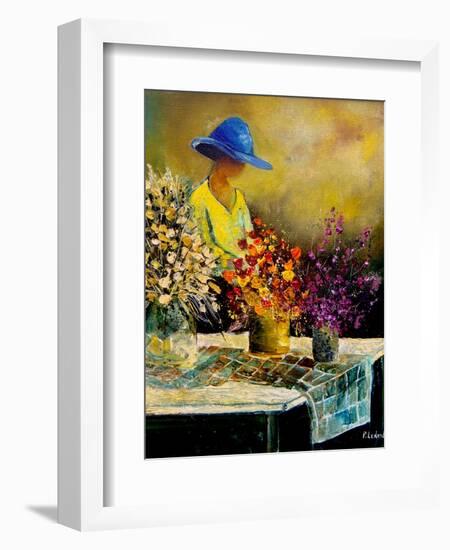 Woman and three bunches-Pol Ledent-Framed Art Print