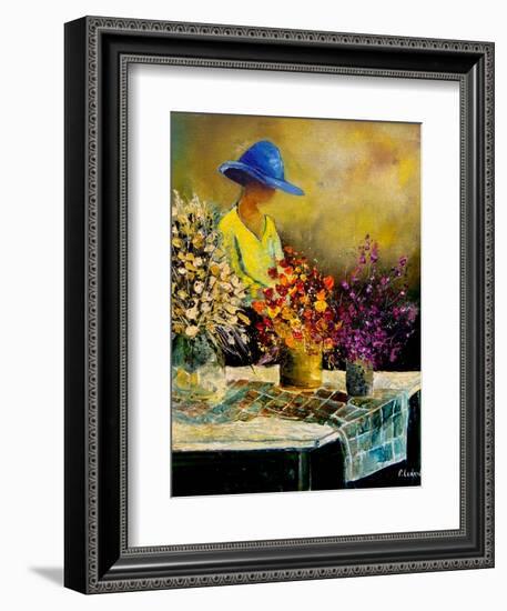 Woman and three bunches-Pol Ledent-Framed Art Print