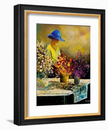 Woman and three bunches-Pol Ledent-Framed Art Print