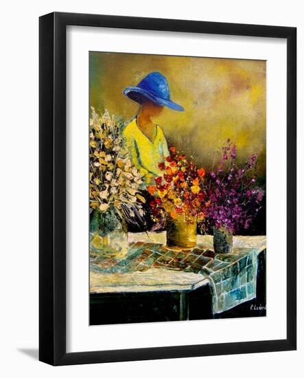 Woman and three bunches-Pol Ledent-Framed Art Print