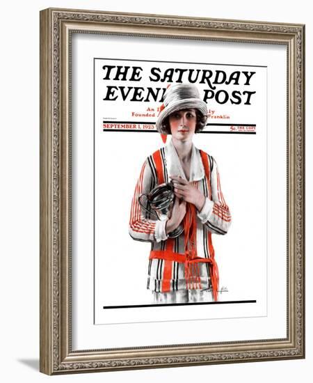 "Woman and Trophy," Saturday Evening Post Cover, September 1, 1923-Pearl L. Hill-Framed Giclee Print