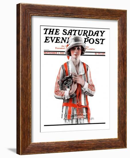 "Woman and Trophy," Saturday Evening Post Cover, September 1, 1923-Pearl L. Hill-Framed Giclee Print