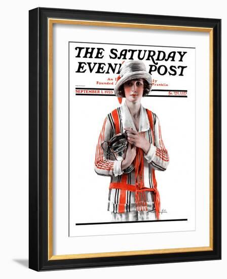 "Woman and Trophy," Saturday Evening Post Cover, September 1, 1923-Pearl L. Hill-Framed Giclee Print