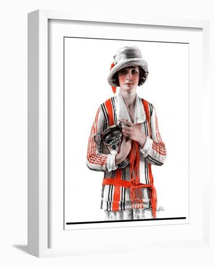 "Woman and Trophy,"September 1, 1923-Pearl L. Hill-Framed Premium Giclee Print