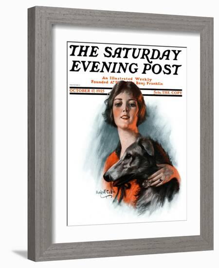 "Woman and Wolfhound," Saturday Evening Post Cover, October 17, 1925-William Haskell Coffin-Framed Giclee Print