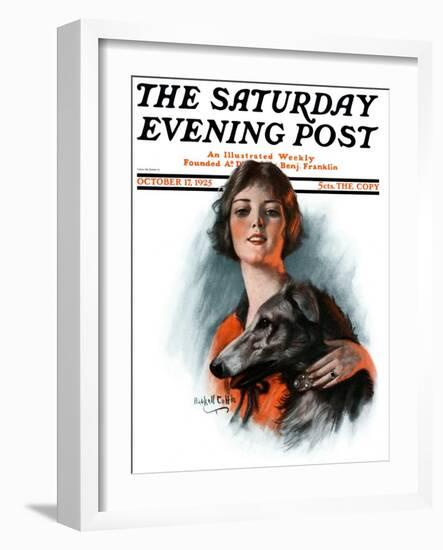 "Woman and Wolfhound," Saturday Evening Post Cover, October 17, 1925-William Haskell Coffin-Framed Giclee Print