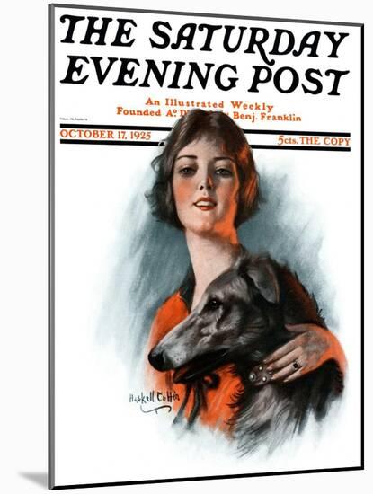 "Woman and Wolfhound," Saturday Evening Post Cover, October 17, 1925-William Haskell Coffin-Mounted Giclee Print