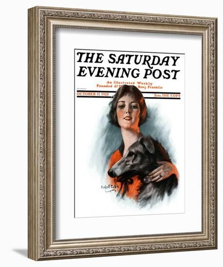 "Woman and Wolfhound," Saturday Evening Post Cover, October 17, 1925-William Haskell Coffin-Framed Giclee Print
