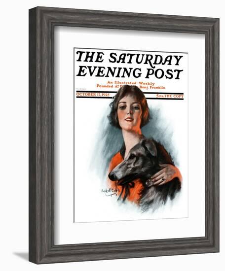 "Woman and Wolfhound," Saturday Evening Post Cover, October 17, 1925-William Haskell Coffin-Framed Giclee Print