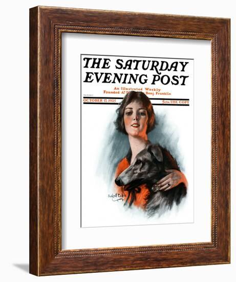 "Woman and Wolfhound," Saturday Evening Post Cover, October 17, 1925-William Haskell Coffin-Framed Giclee Print