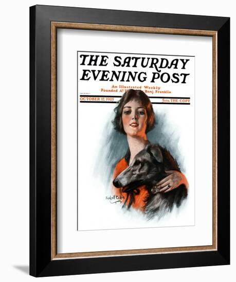 "Woman and Wolfhound," Saturday Evening Post Cover, October 17, 1925-William Haskell Coffin-Framed Giclee Print