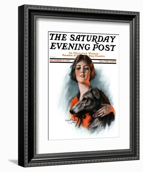 "Woman and Wolfhound," Saturday Evening Post Cover, October 17, 1925-William Haskell Coffin-Framed Giclee Print